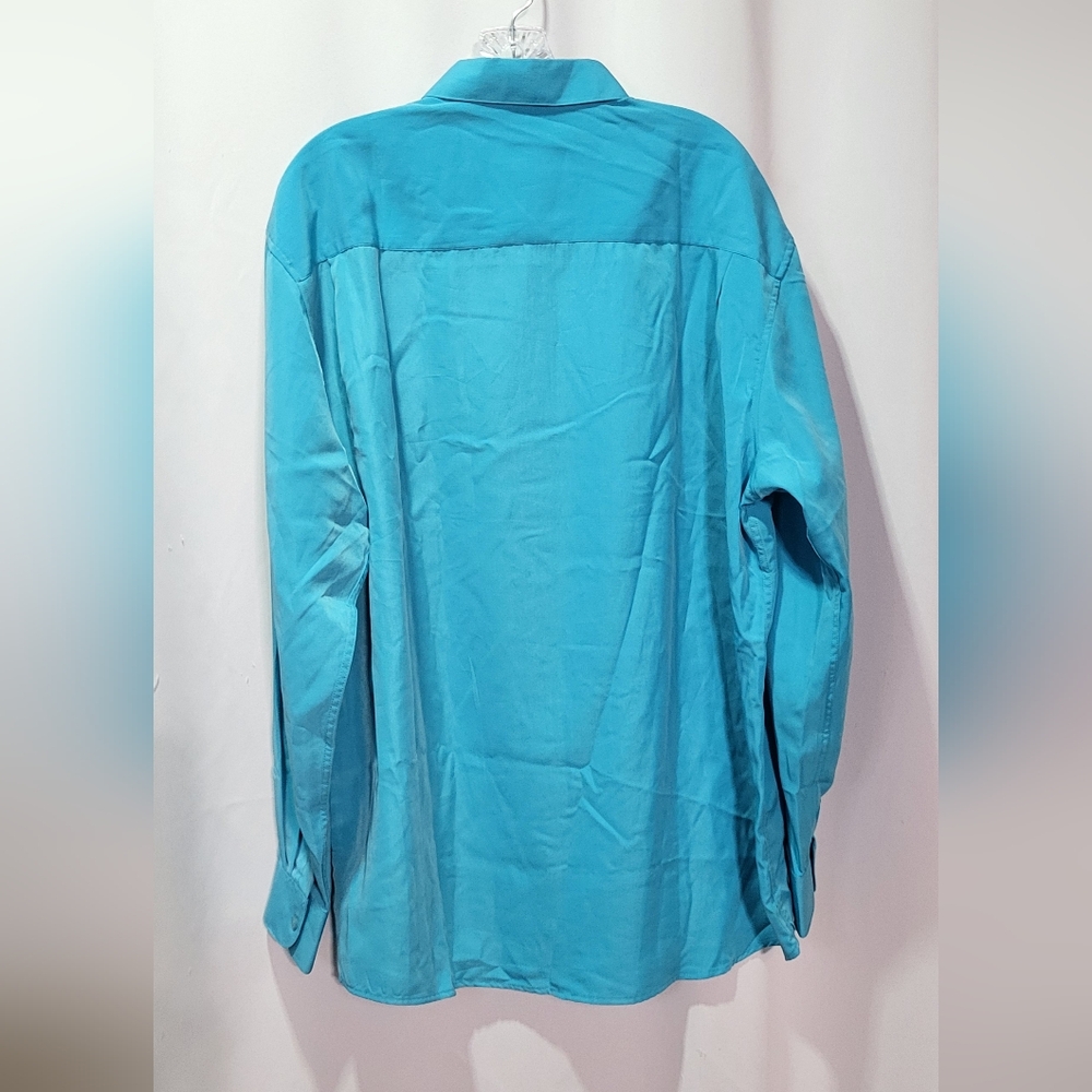 TM Exposure Men's Cyan Blue Long Sleeve Button-Up Dress Shirt Size 2XL EUC - Picture 3 of 4